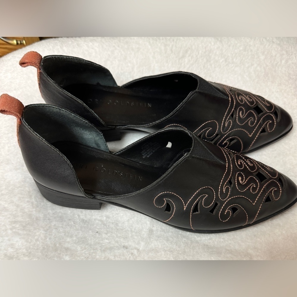 Lori Goldstein Black Leather Slip On Flats Size 7.5